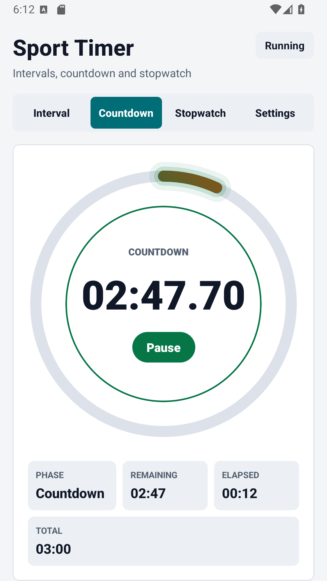 Οθόνη αντίστροφης μέτρησης Sport Timer