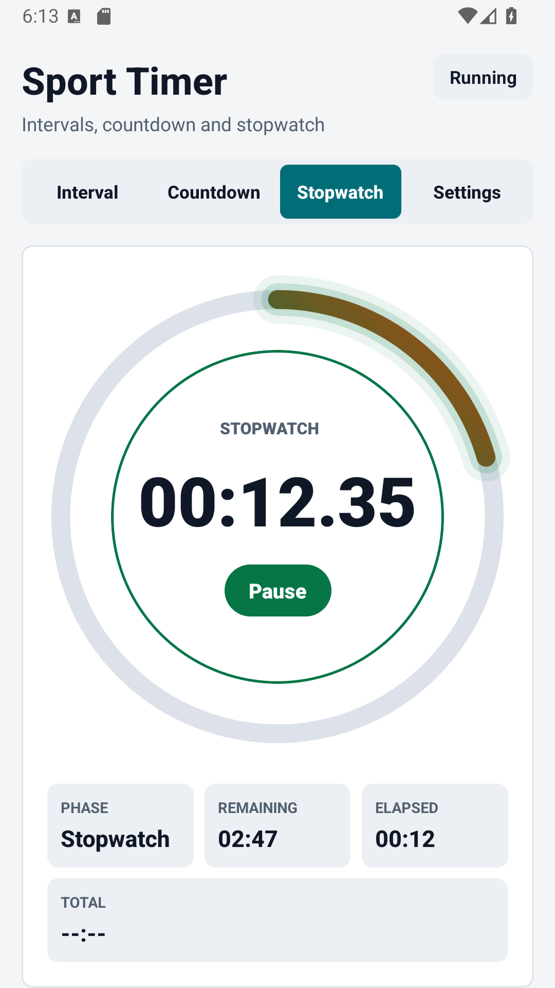 Οθόνη χρονόμετρου Sport Timer με γύρους